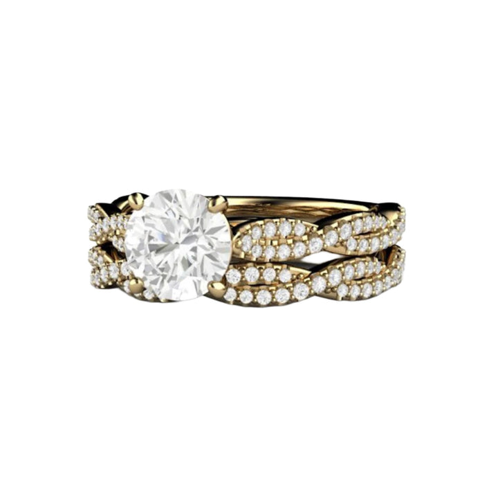 1ct Moissanite Infinity Engagement Ring, Solitaire with Crisscross Band, Bridal Set