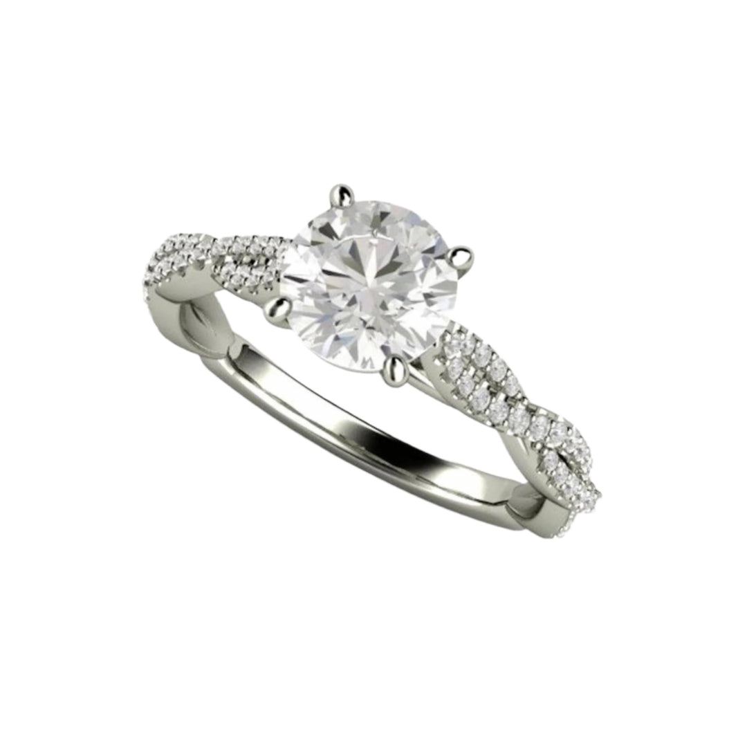1ct Moissanite Engagement Ring Infinity Design Solitaire with Criss Cross Band, White Gold