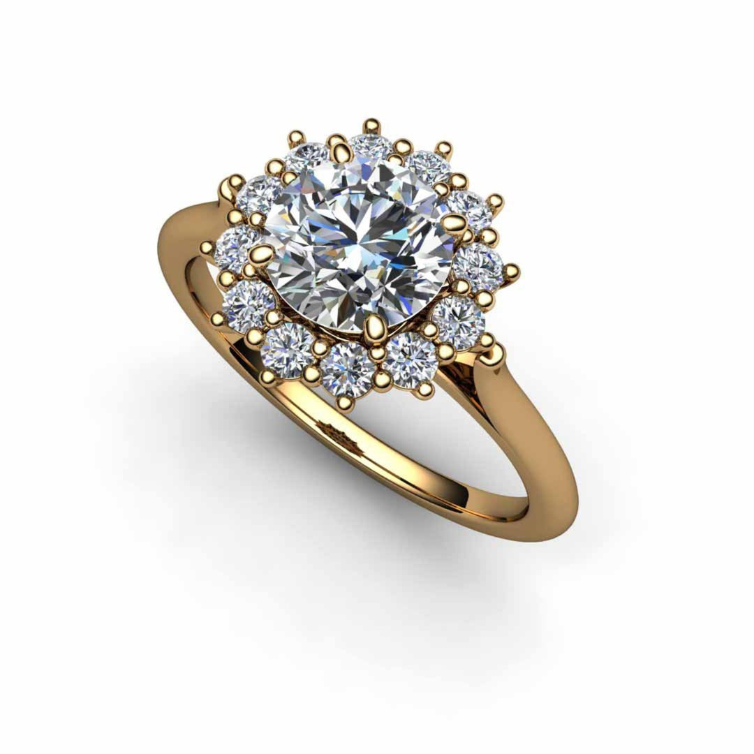 1 carat Charles & Colvard Forever One Moissanite Ring, Vintage Style Engagement Ring, 18K Yellow Gold