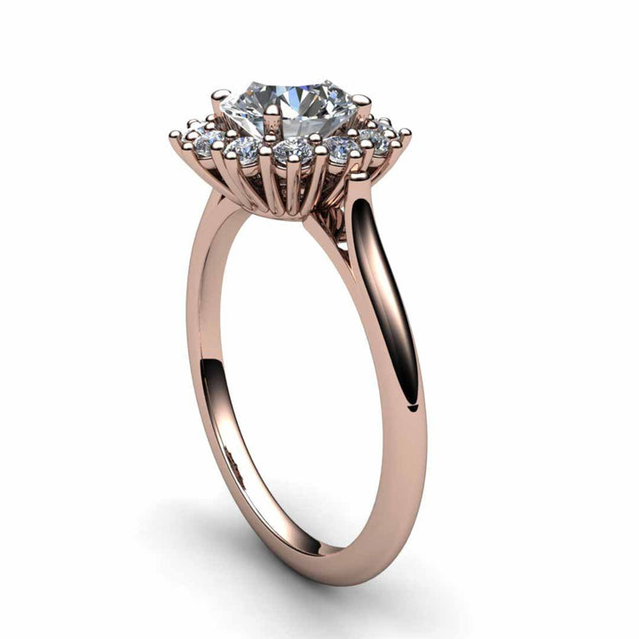 1ct Forever One Moissanite Engagement Ring Vintage Style Cluster Design, Dainty Thin Band
