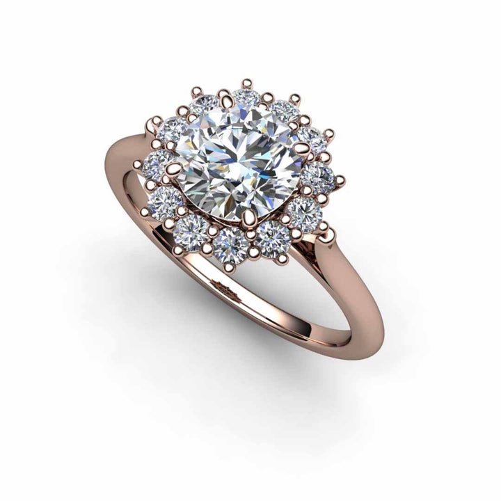 1 Carat Forever One Moissanite Engagement Ring Vintage Style Halo, Feminine Design