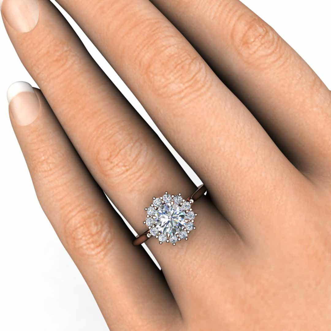 1ct Forever One Moissanite Engagement Ring Vintage Style Halo, on the Hand