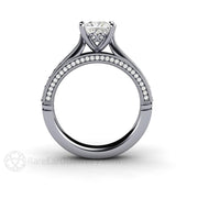 1ct Princess Diamond Engagement Ring Filigree Solitaire with Milgrain 18K White Gold - Rare Earth Jewelry