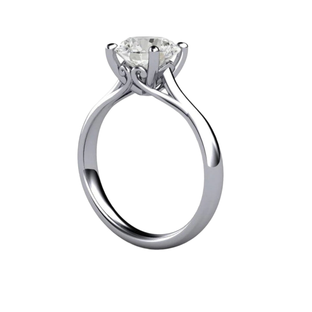 2 Carat Lab Grown Diamond Engagement Ring | Vintage Inspired Solitaire with Filigree in 14K or 18K Gold Platinum | Rare Earth Jewelry