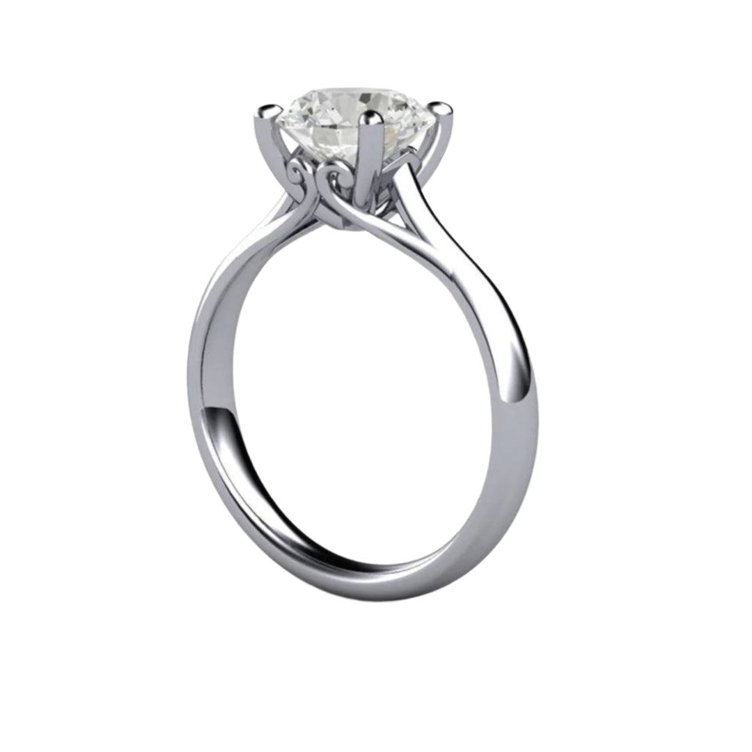 2 Carat Lab Grown Diamond Engagement Ring | Vintage Inspired Solitaire with Filigree in 14K or 18K Gold Platinum | Rare Earth Jewelry