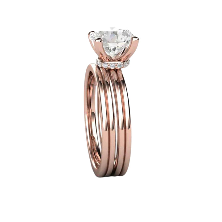 Side View of Moissanite Bridal Set, 2 Carat Forever One Moissanite Solitaire Engagement Ring