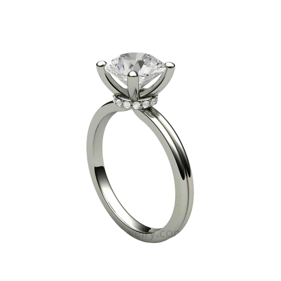 8mm Moissanite Engagement Ring, 2ct Forever One Moissanite Solitaire Ring, White Gold