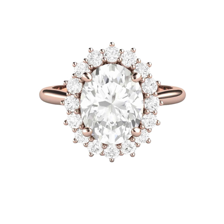 2 Carat Moissanite Oval Ring, Lab Grown Diamond Alternative Engagement Ring, 18K Rose Gold