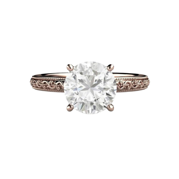 2 Carat Moissanite Engagement Ring, Vintage Style Solitaire, Gold or Platinum