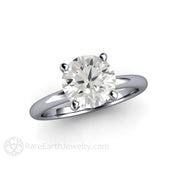 2ct Classic Four Prong Forever One Moissanite Solitaire Engagement Ring 18K White Gold - Engagement Only - Rare Earth Jewelry
