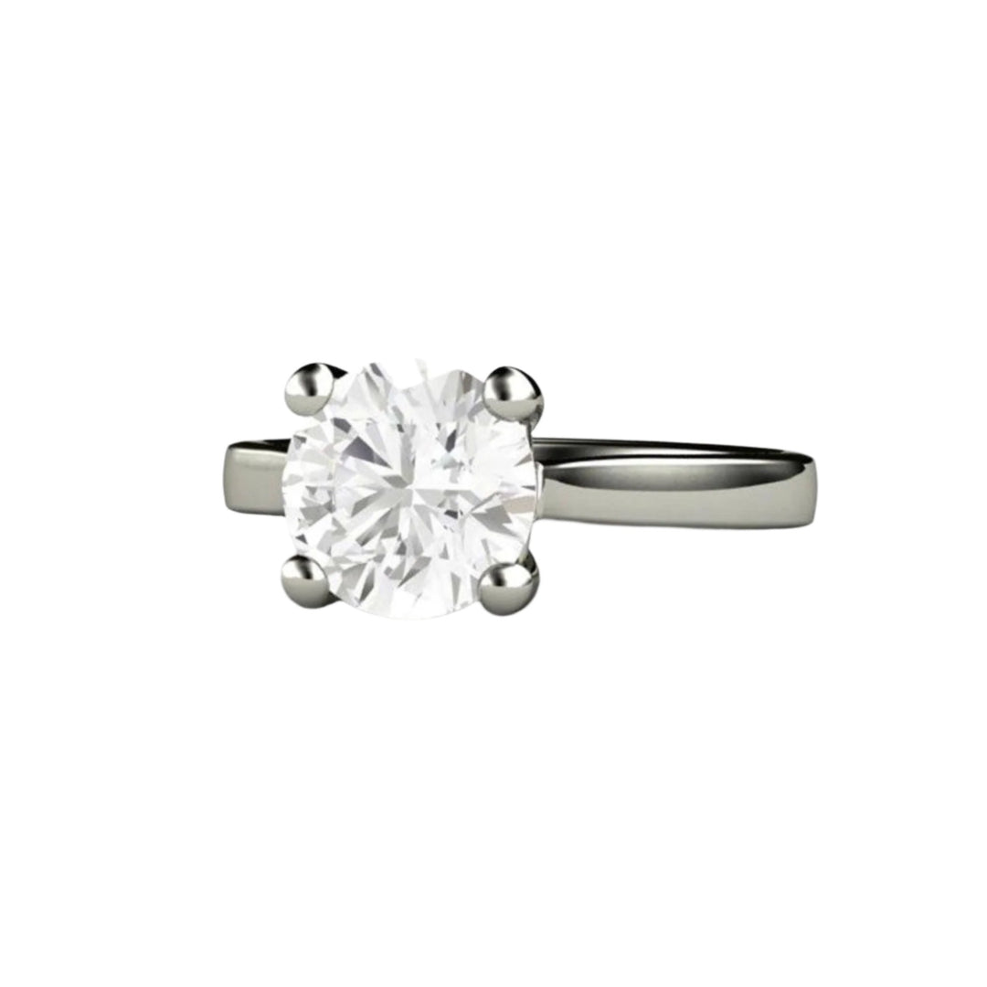 Forever One Moissanite Solitaire Ring, Ethical Engagement Ring, Gold and Platinum