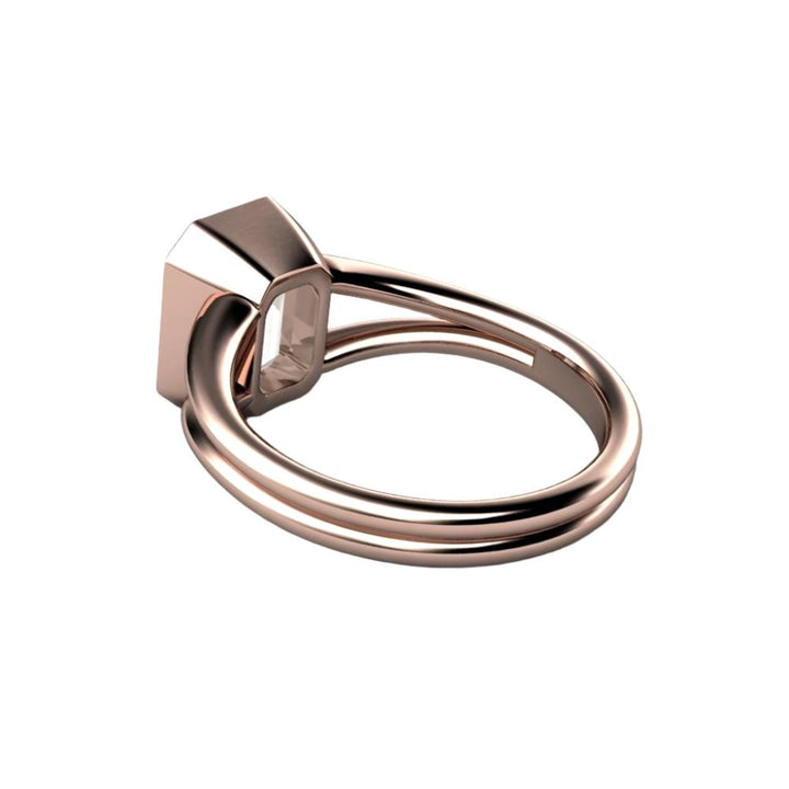 3 Carat Emerald Cut Lab Grown Diamond Ring | Bezel Set Solitaire with Split Shank, Rare Earth Jewelry