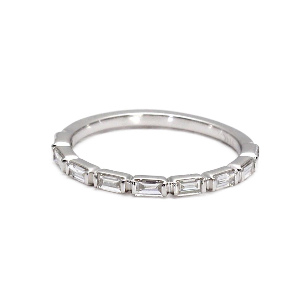 East West Diamond Baguette Band or Wedding Ring Stackable, Rare Earth Jewelry