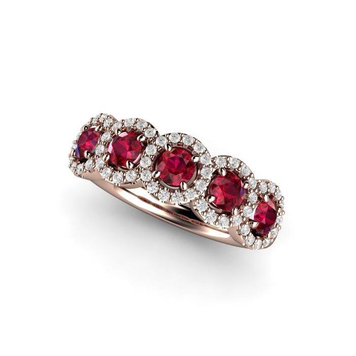 Natural Ruby Ring Wedding Ring Anniversary Band Diamond Halo Design, Rare Earth Jewelry