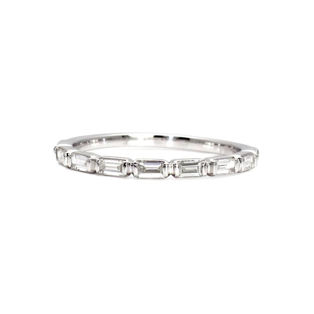 East West Diamond Baguette Band or Wedding Ring Stackable, Rare Earth Jewelry