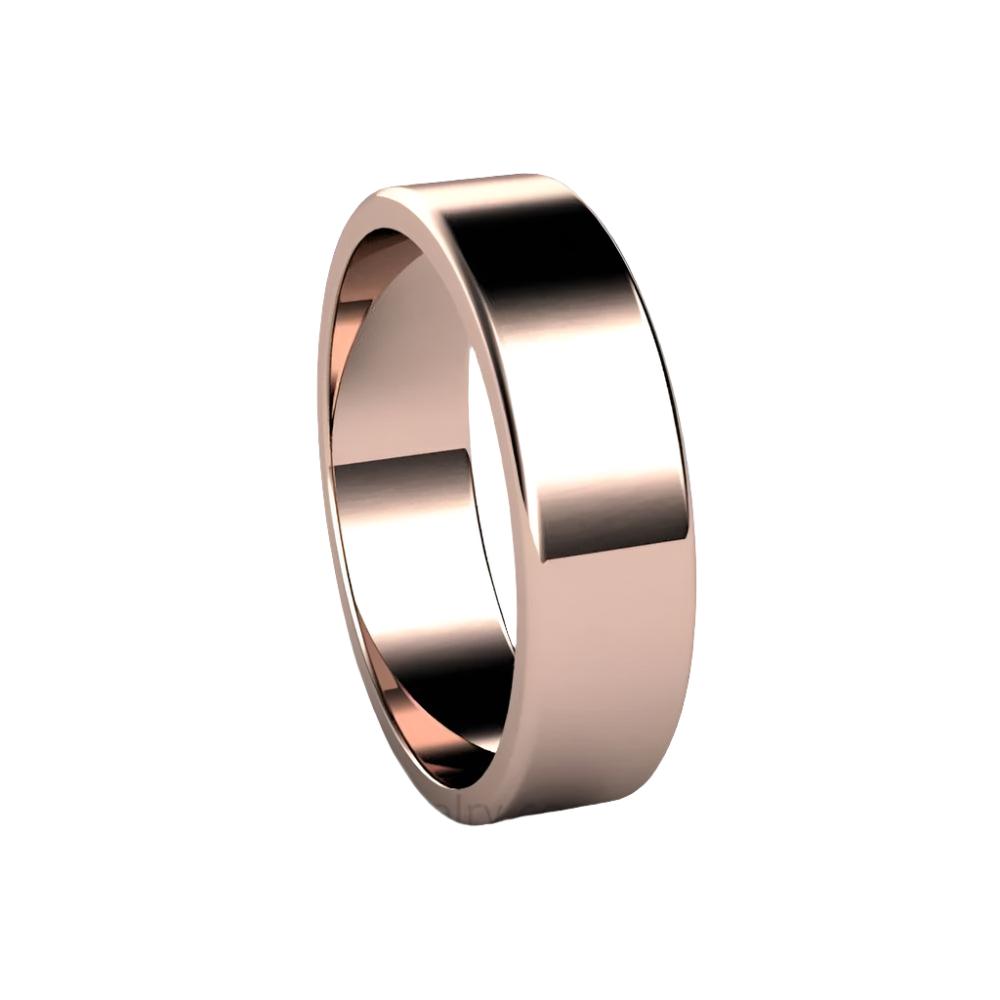 6mm Flat Comfort Fit Wedding Band | Classic Gold Wedding Ring for Men or Women, Rare Earth Jewelry