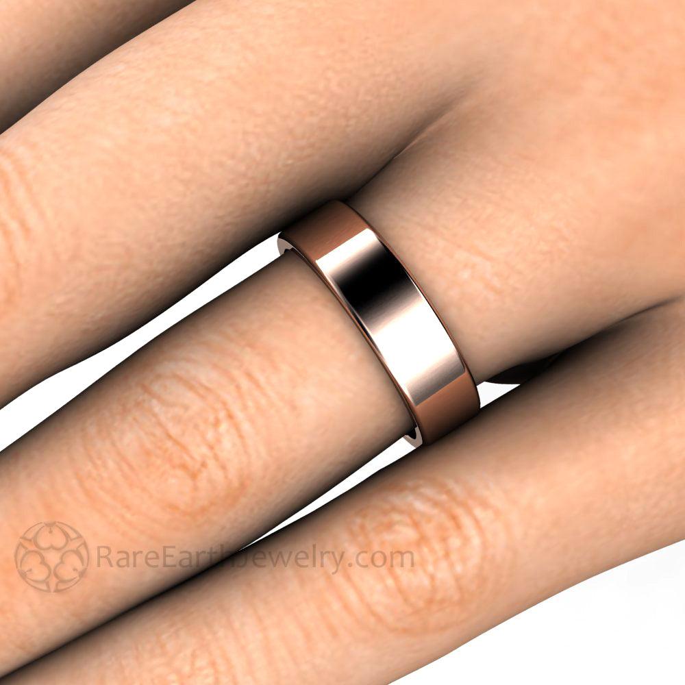 6mm Flat Comfort Fit Wedding Band | Classic Gold Wedding Ring for Men or Women, Rare Earth Jewelry