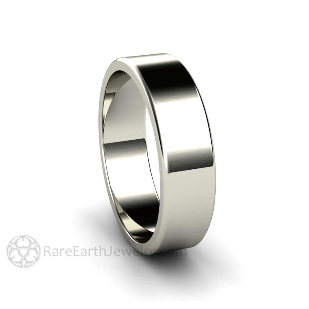 6mm Flat Comfort Fit Wedding Band | Classic Gold Wedding Ring for Men or Women, Rare Earth Jewelry