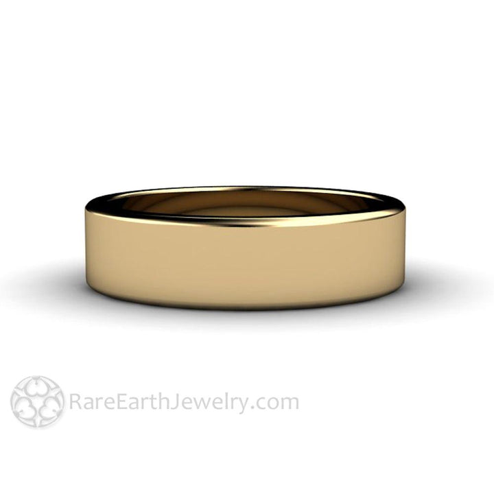 6mm Flat Comfort Fit Wedding Band | Classic Gold Wedding Ring for Men or Women, Rare Earth Jewelry