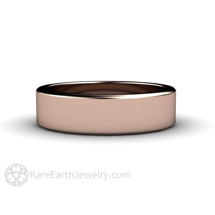 6mm Flat Comfort Fit Wedding Band | Classic Gold Wedding Ring for Men or Women, Rare Earth Jewelry