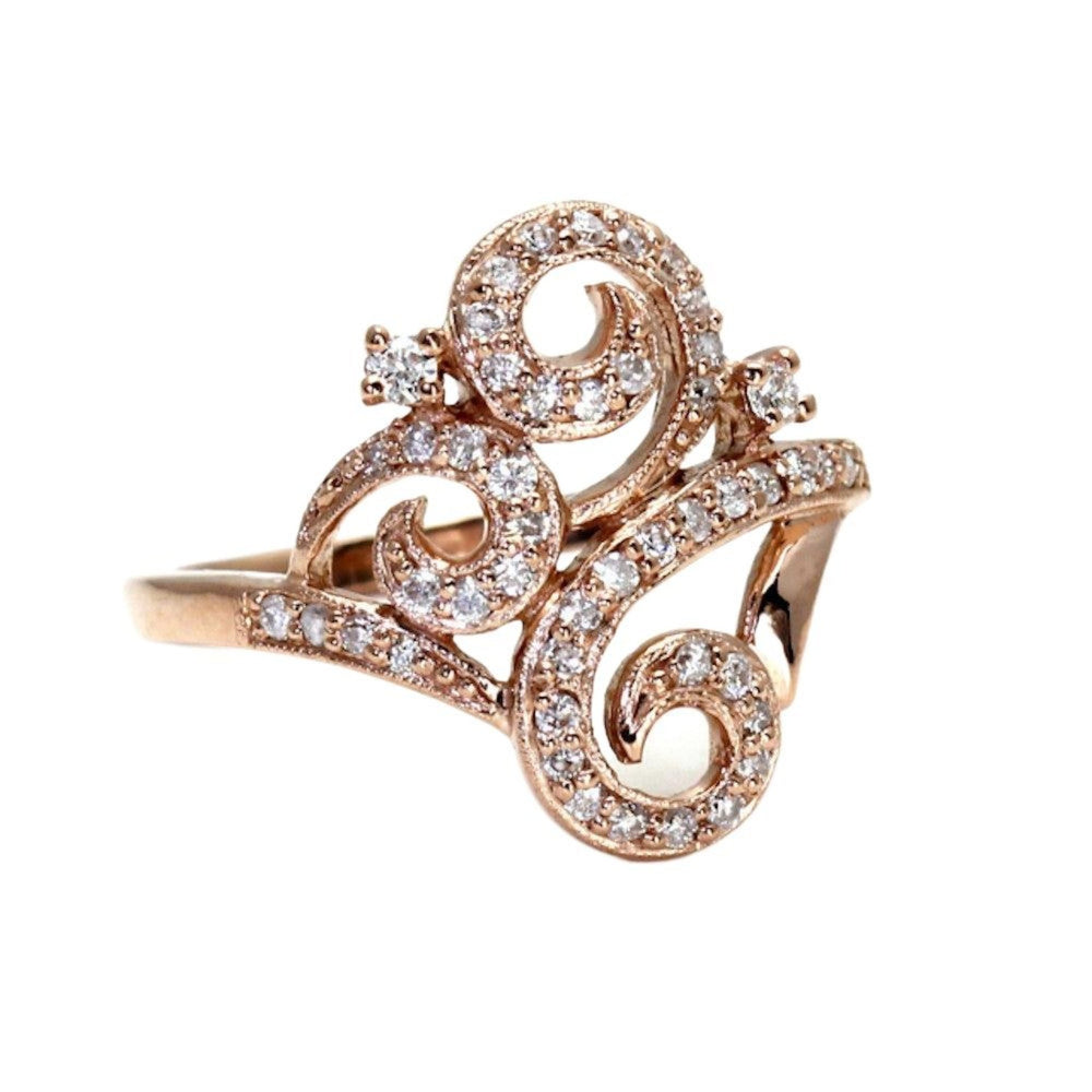 Antique Style Diamond Ring, Georgian Victorian Engagement Ring with Milgrain Details
