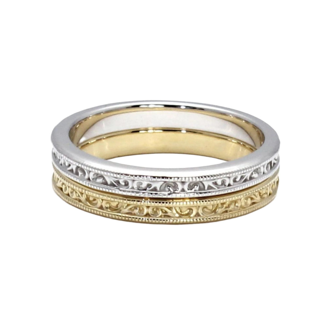 Antique Style Wedding Ring | 2.5mm Wedding Band with Vintage Filigree Design, Rare Earth Jewelry