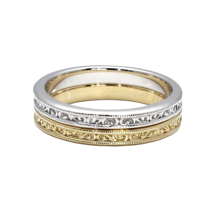 Antique Style Wedding Ring | 2.5mm Wedding Band with Vintage Filigree Design, Rare Earth Jewelry