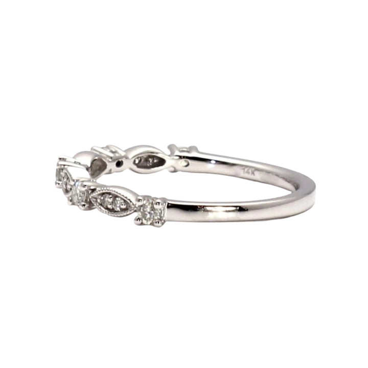 Antique Style Diamond Band | Milgrain Wedding or Stacking Ring in Gold or Platinum, Rare Earth Jewelry