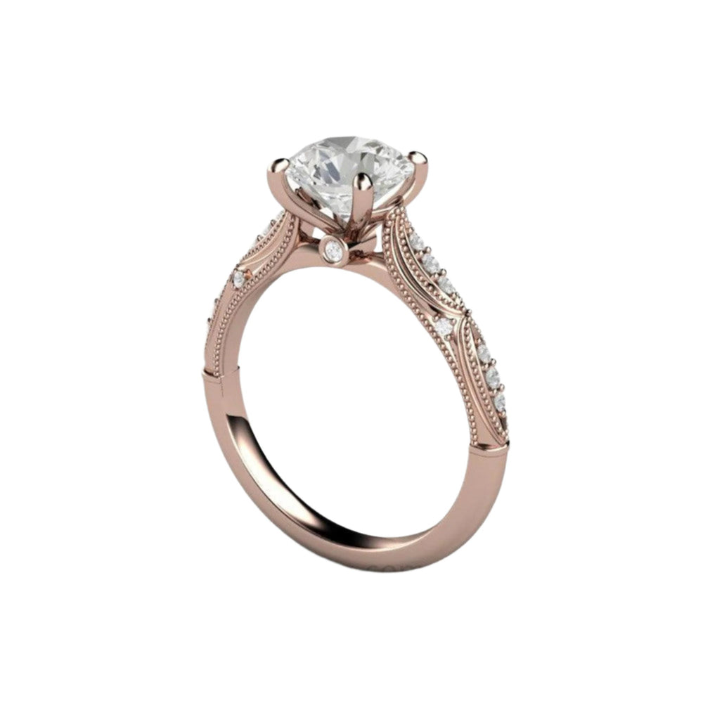 Art Deco Moissanite Engagement Ring, 1.5 Carat Forever One Moissanite Solitaire, Vintage Design