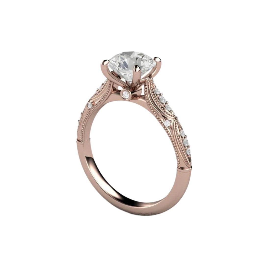 Art Deco Moissanite Engagement Ring, 1.5 Carat Forever One Moissanite Solitaire, Vintage Design