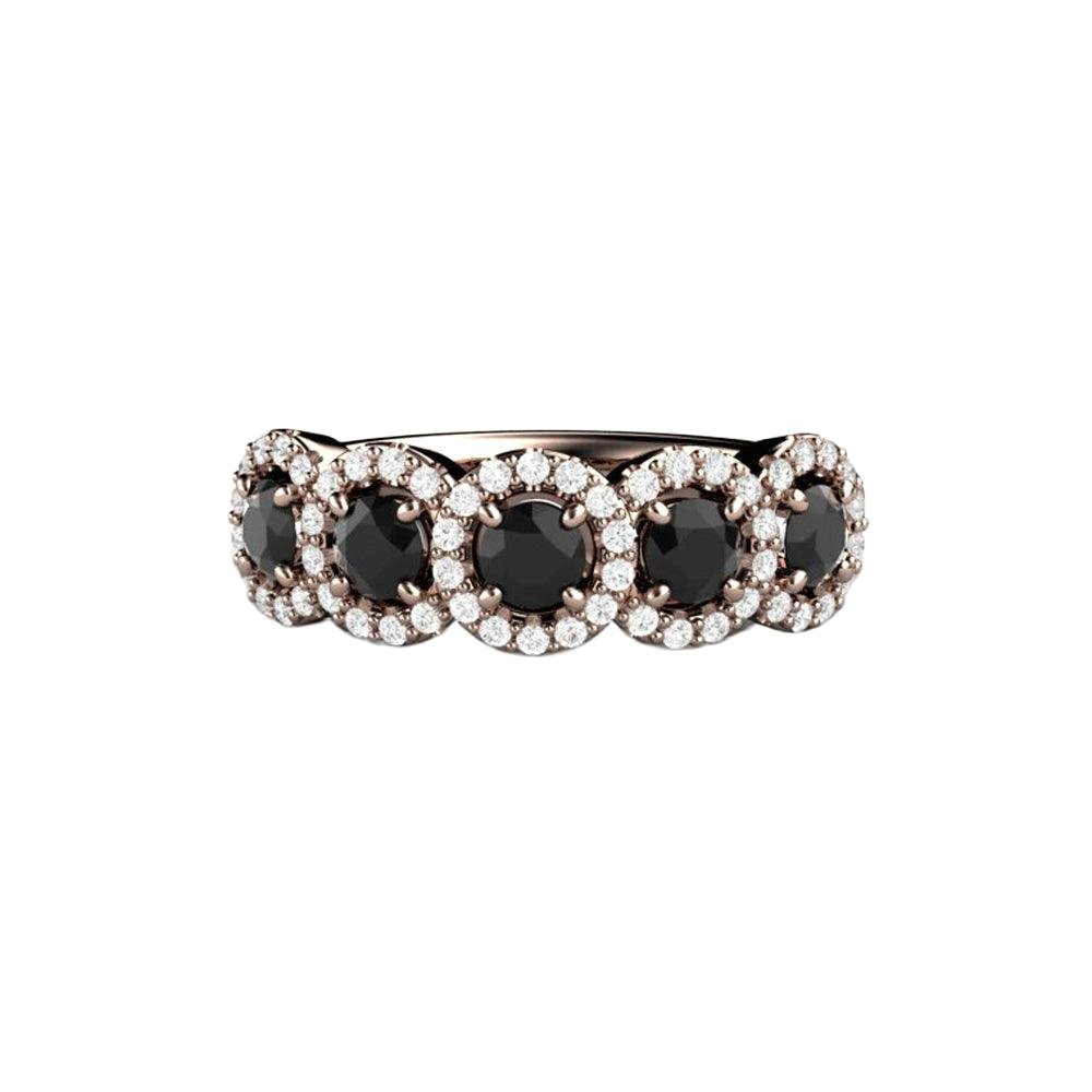 Black Diamond Ring Diamond Halo Style Unique Engagement Ring or Wedding Band, Rare Earth Jewelry