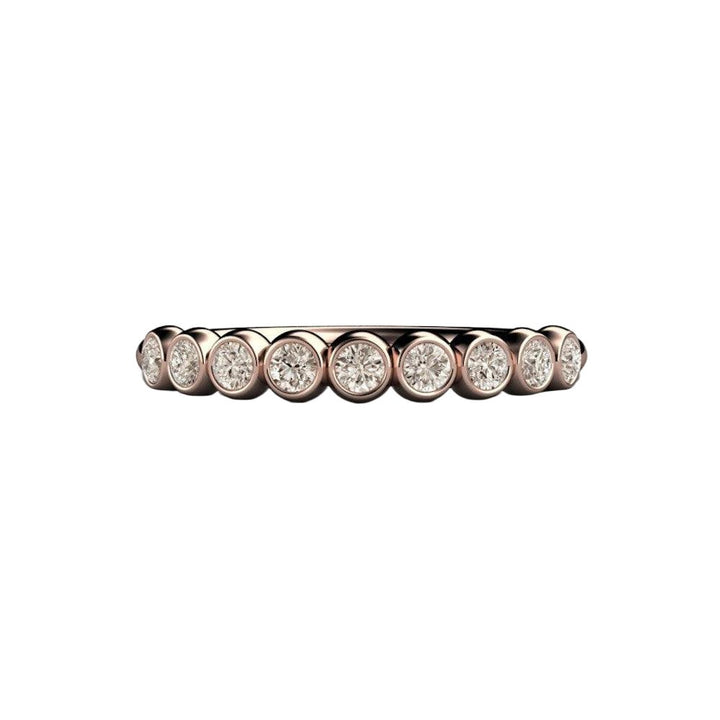 Bezel Set Diamond Wedding Ring | Champagne Light Brown Diamond Bubble Band, Rare Earth Jewelry