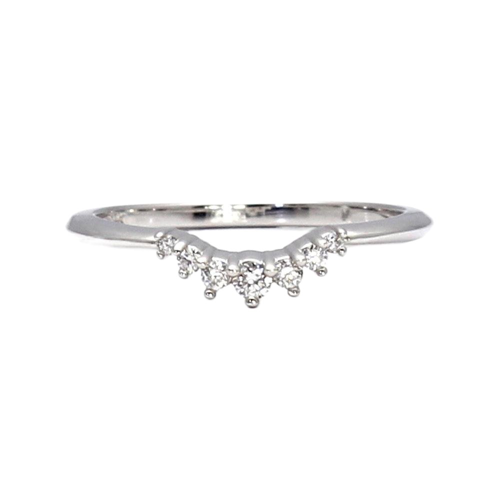 Curved Diamond Wedding Band | Contoured Ring for Solitaire Engagement Rings, Rare Earth Jewelry
