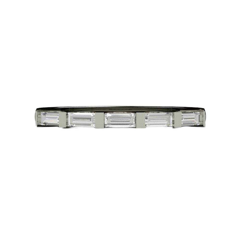 Diamond Baguette Wedding Ring | Modern Bar Set Diamond Band, Rare Earth Jewelry