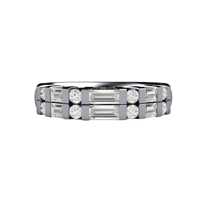 Diamond Baguette Wedding Band | Double Row Bar Set Anniversary Ring, Rare Earth Jewelry
