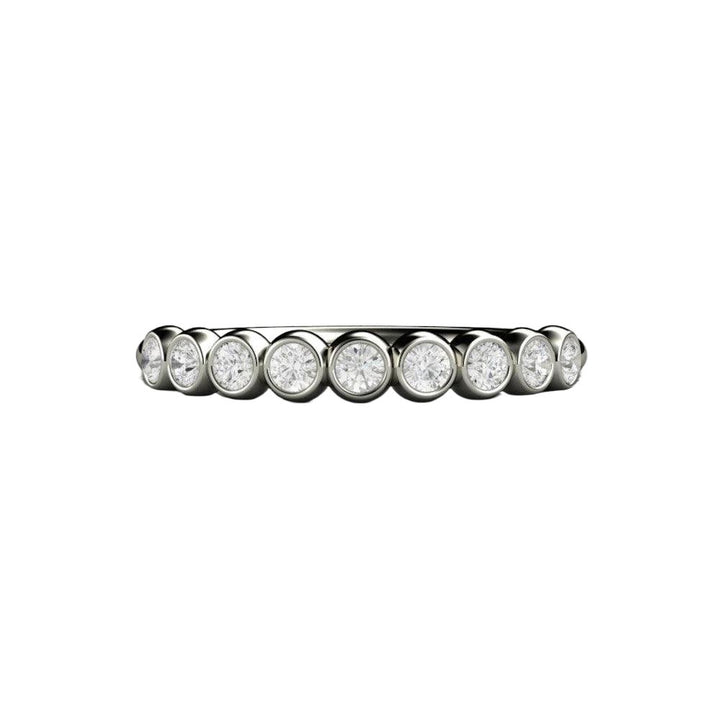 Bezel Set Diamond Bubble Wedding Ring Anniversary Band Stacking Ring, Rare Earth Jewelry