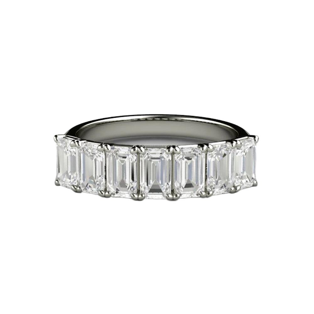 Emerald Cut Moissanite Anniversary Band or Wedding Ring Stackable, Rare Earth Jewelry
