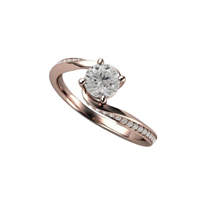 .50ct Round Lab Grown Diamond Solitaire Engagement Ring Bypass Setting in 14K Rose Gold