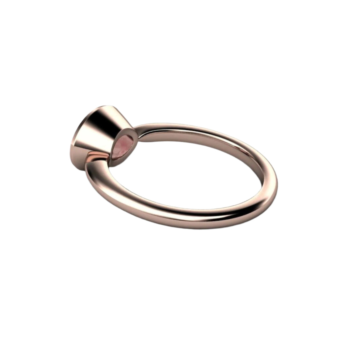 Light Pink Sapphire Engagement Ring, Oval Bezel Set Solitaire, East West Minimalist Design | Rare Earth Jewelry