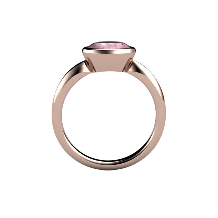 Light Pink Sapphire Engagement Ring, Oval Bezel Set Solitaire, East West Minimalist Design | Rare Earth Jewelry