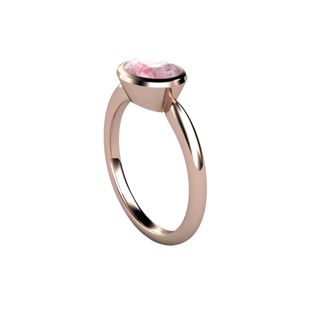 Light Pink Sapphire Engagement Ring, Oval Bezel Set Solitaire, East West Minimalist Design | Rare Earth Jewelry