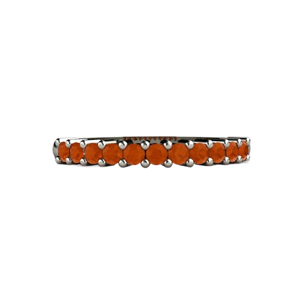 Mexican Fire Opal Stackable Ring | Orange Gemstone October Birthstone Band, Rare Earth Jewelry