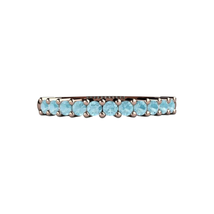 Rose Gold Aquamarine Band, March Birthday Gift or Push Present