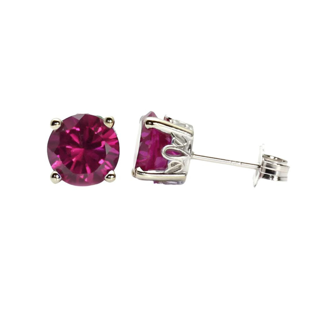 Rhodolite Garnet Stud Earrings in 14K Gold, Round January Birthstone Earrings, January Push Present or Birthday Gift | Rare Earth Jewelry