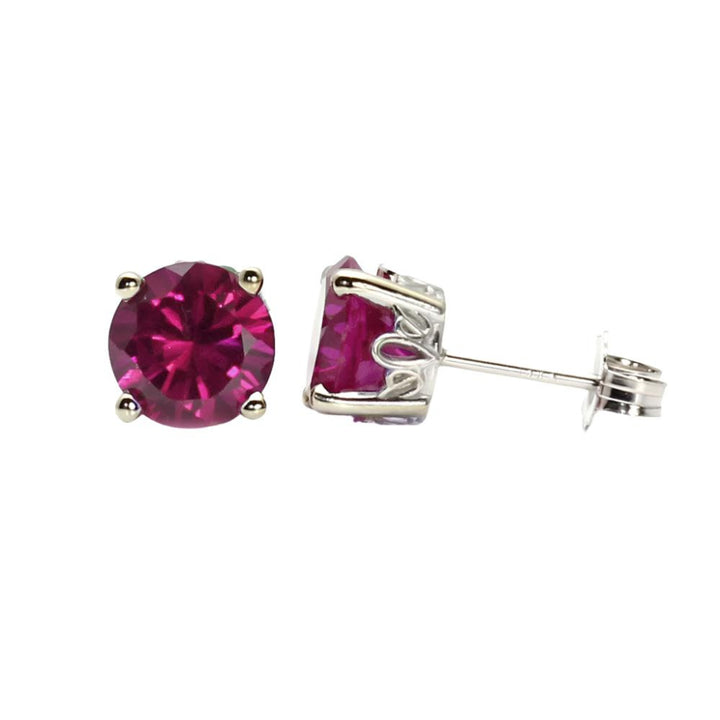 Rhodolite Garnet Stud Earrings in 14K Gold, Round January Birthstone Earrings, January Push Present or Birthday Gift | Rare Earth Jewelry