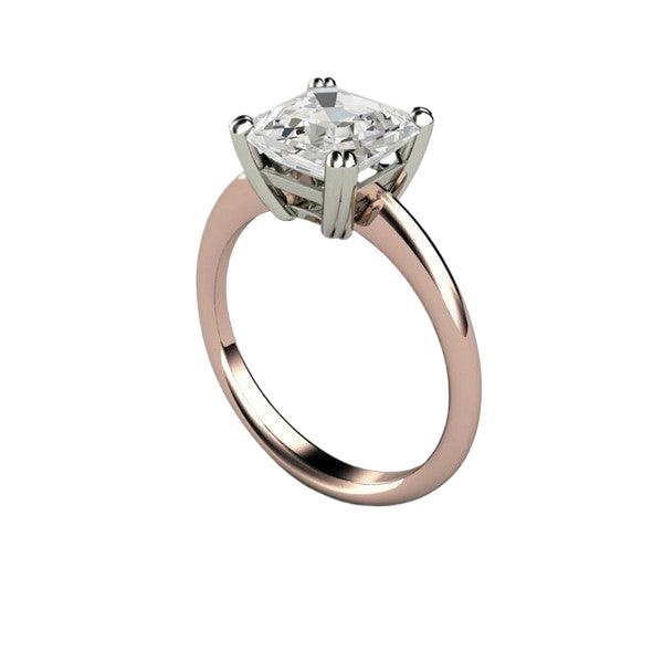 White Sapphire Asscher Cut Solitaire Engagement Ring, Rare Earth Jewelry