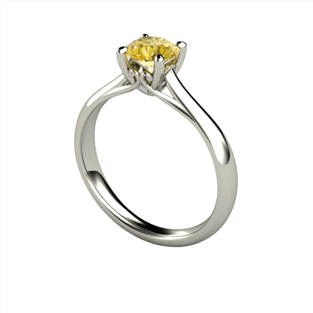 Yellow Sapphire Solitaire Engagement Ring Solitaire with Filigree, Rare Earth Jewelry