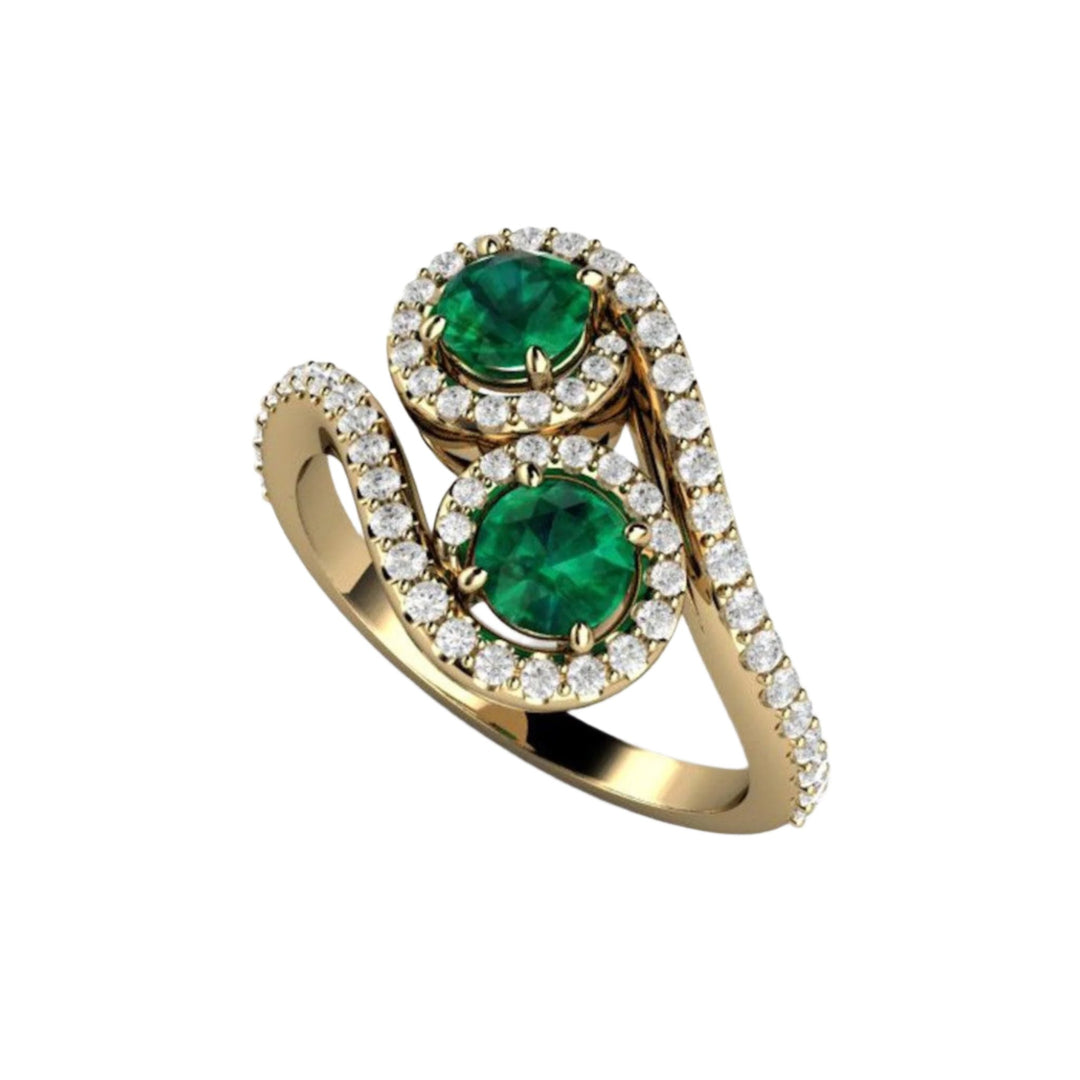 Toi et Moi Engagement Ring, unique two stone style ring customizable with birthstones and diamonds