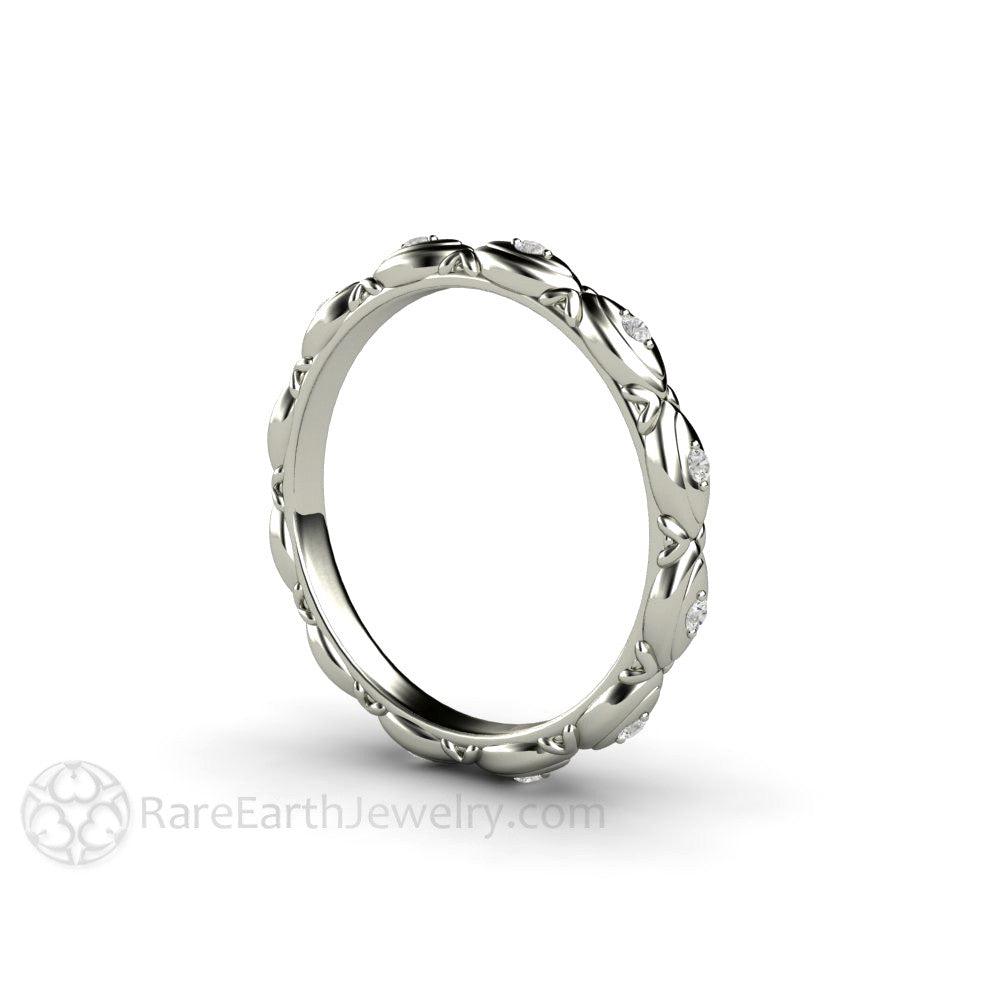 Diamond Eternity Band or Wedding Ring Modern Geometric Design, Rare Earth Jewelry