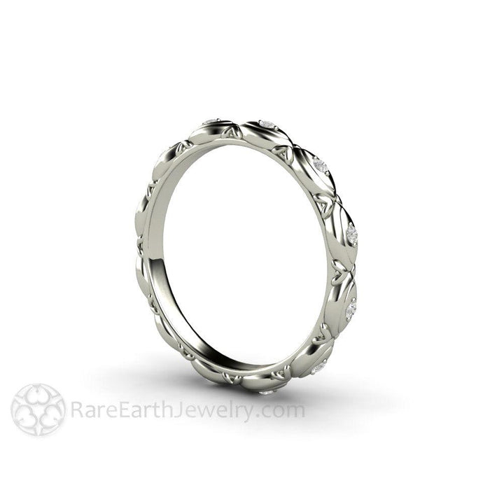 Diamond Eternity Band or Wedding Ring Modern Geometric Design, Rare Earth Jewelry
